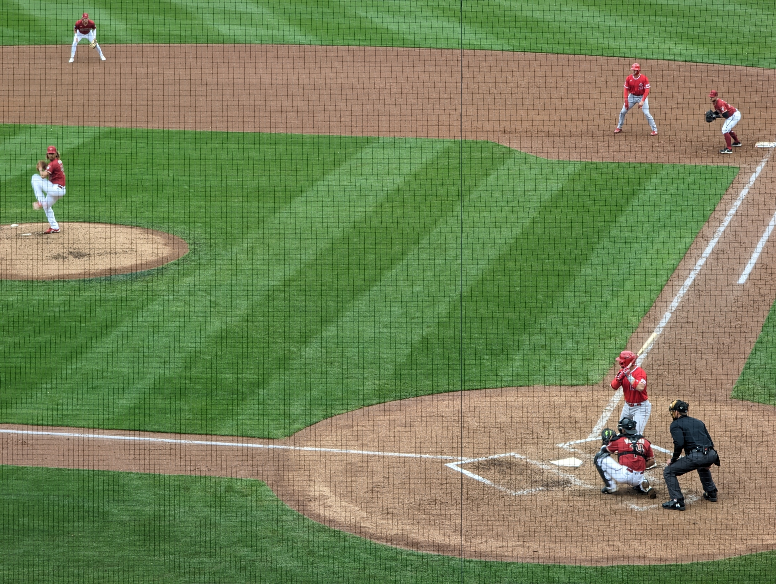 Carlos Vargas throwing a pitch for the Diamondbacks against the Angels.