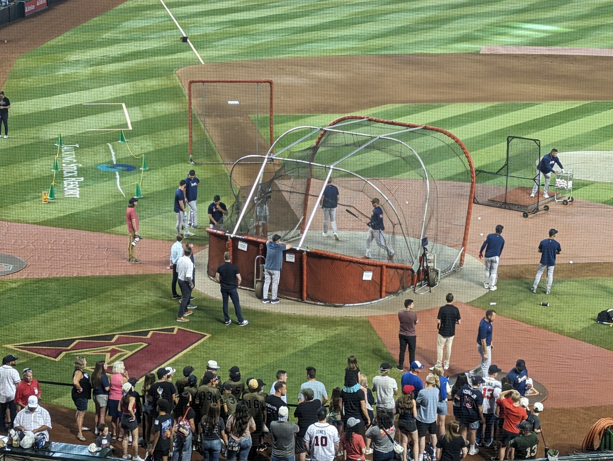 The Atlanta Braves taking batting practice before their game with the Arizona Diamondbacks at Chase Field June 3, 2023.