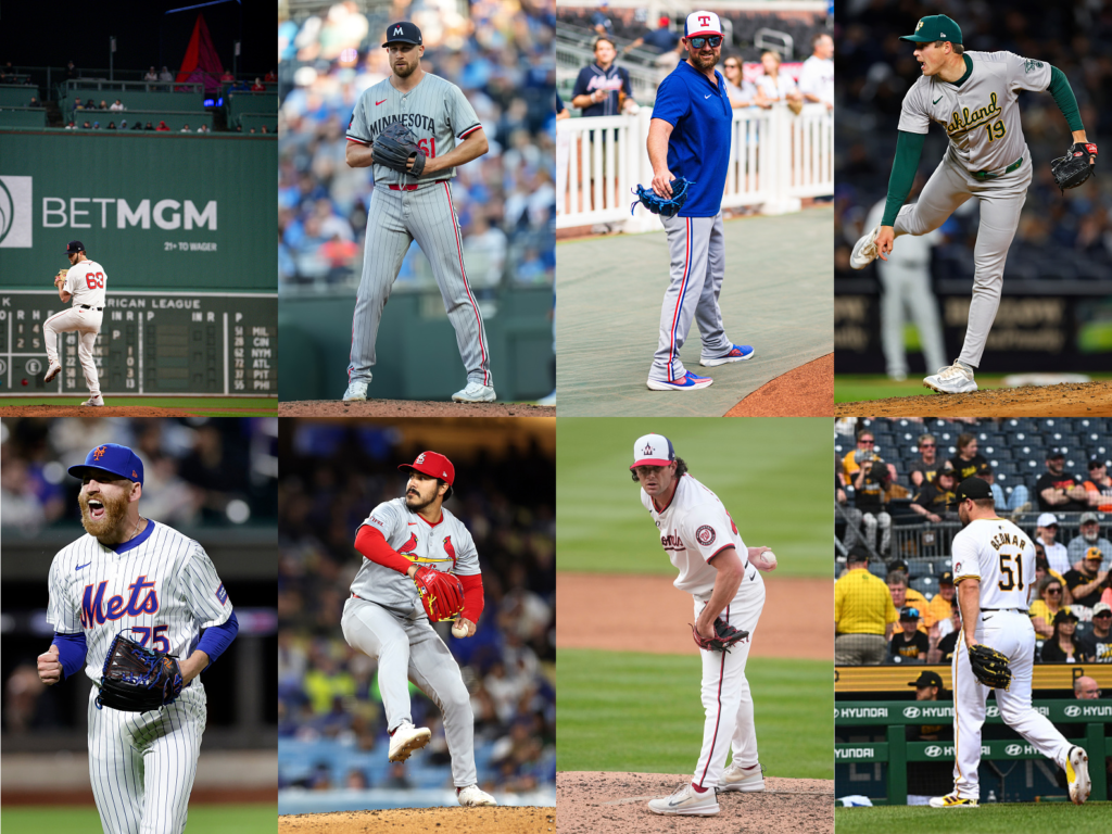 A mosaic of the March & April Reliever / Bullpen Awards winners as named by Sport Relay
