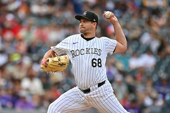 Jalen Beeks throwing a pitch for the Rockies