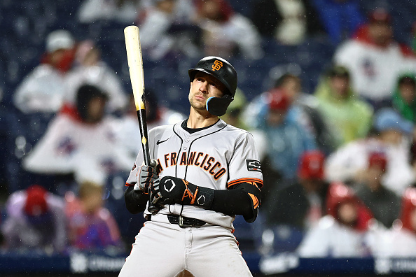 Nick Ahmed batting for the Giants