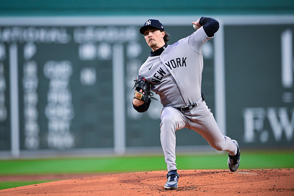 Max Fried of the Yankees pitching against the Red Sox