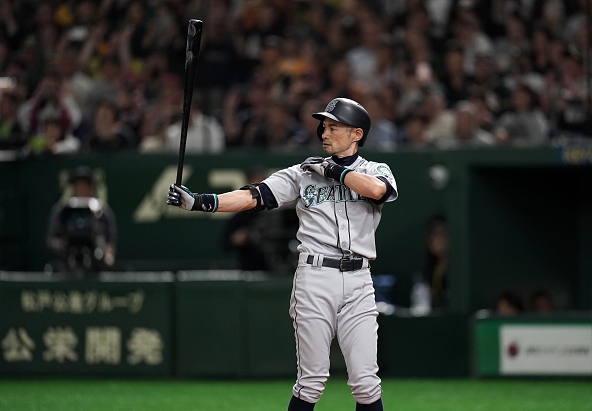 Ichiro, who will likely make the Hall of Fame, batting