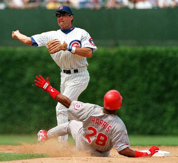 Ryne Sandberg turning a double play