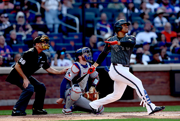 Juan Soto joined baseball history by hitting 40 homers, steal 30 bases, score 100 runs, draw 100 walks and drive in 95 runs in a season.