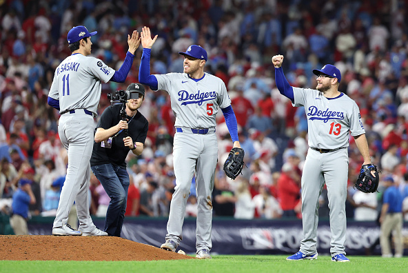 The Los Angeles Dodgers hold off a late-inning rally from the Philadelphia Phillies to take a commanding 2-0 lead in the NLDS.