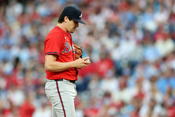 Texas Rangers righty Cal Quantrill pitching while he was with the Atlanta Braves