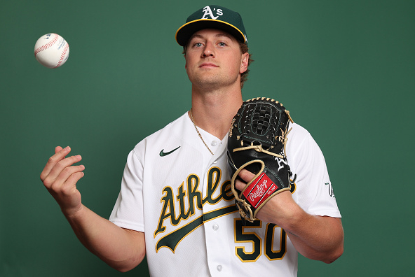 Athletics pitcher Jack Perkins on 2026 Cactus League Photo Day