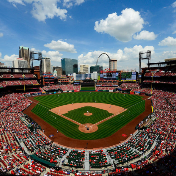 General view of Busch Stadium, where the Cardinals will host the Royals on "Rivalry Weekend" in May of 2026