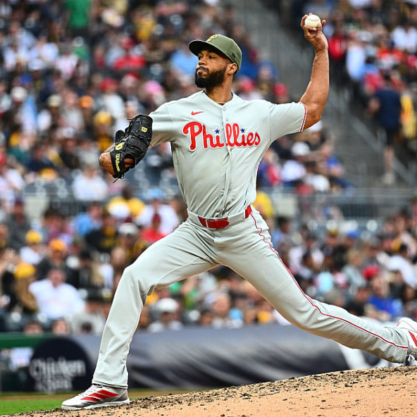 Cristopher Sanchez pitching. Sanchez has been instrumental in the Phillies turnaround.
