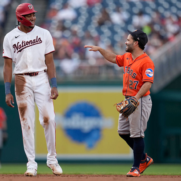 James Wood of the Nationals and Jose Altuve of the Astros